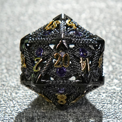 DND Amethyst Dragon's Eye Hollow Metal Dice Set|Eyes of Cthulhu