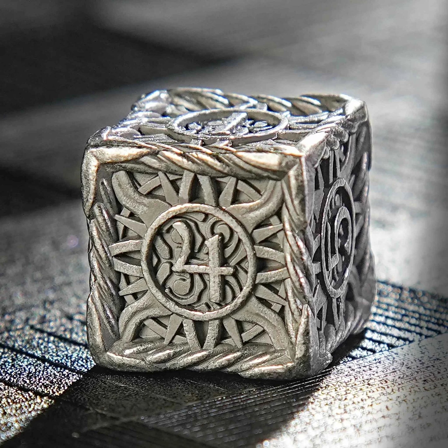 DND Antique Nickel Sun Metal Polyhedron Dice Set