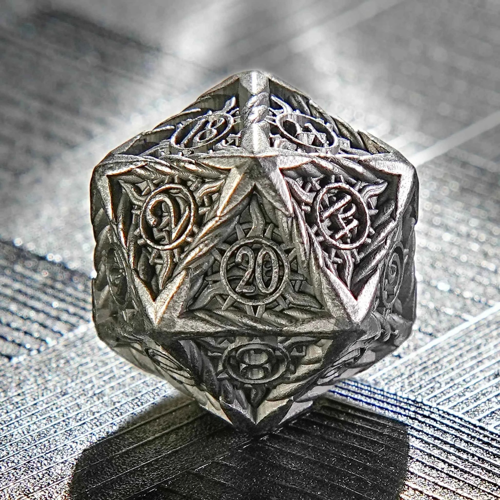 DND Antique Nickel Sun Metal Polyhedron Dice Set