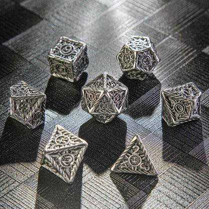 DND Antique Nickel Sun Metal Polyhedron Dice Set