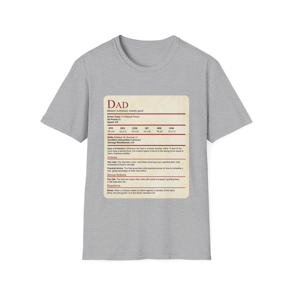 DnD Dad Shirt With Stat Block