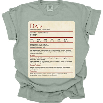 D&D Dad Shirt With Stat Block - Comfort Colors