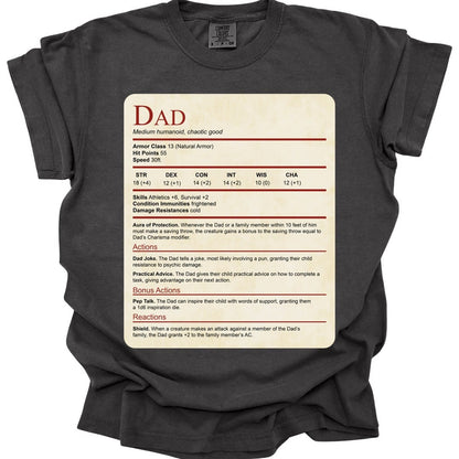 D&D Dad Shirt With Stat Block - Comfort Colors