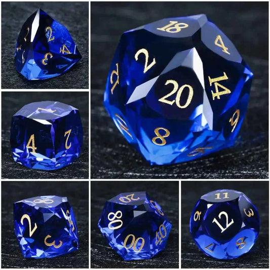 DND Dice - Diamond Cut Sapphire Multi-Sided Dice Set