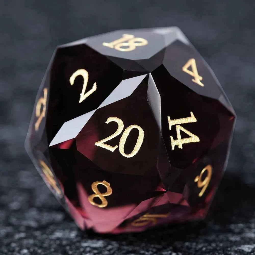 DND Dice - Engraved Gold Numbered Ruby Multi-Sided Dice Set