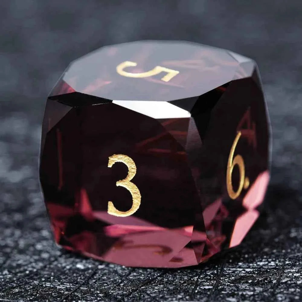 DND Dice - Engraved Gold Numbered Ruby Multi-Sided Dice Set