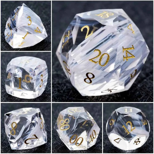 DND Dice - Light Pink Glass Gem Dice Set