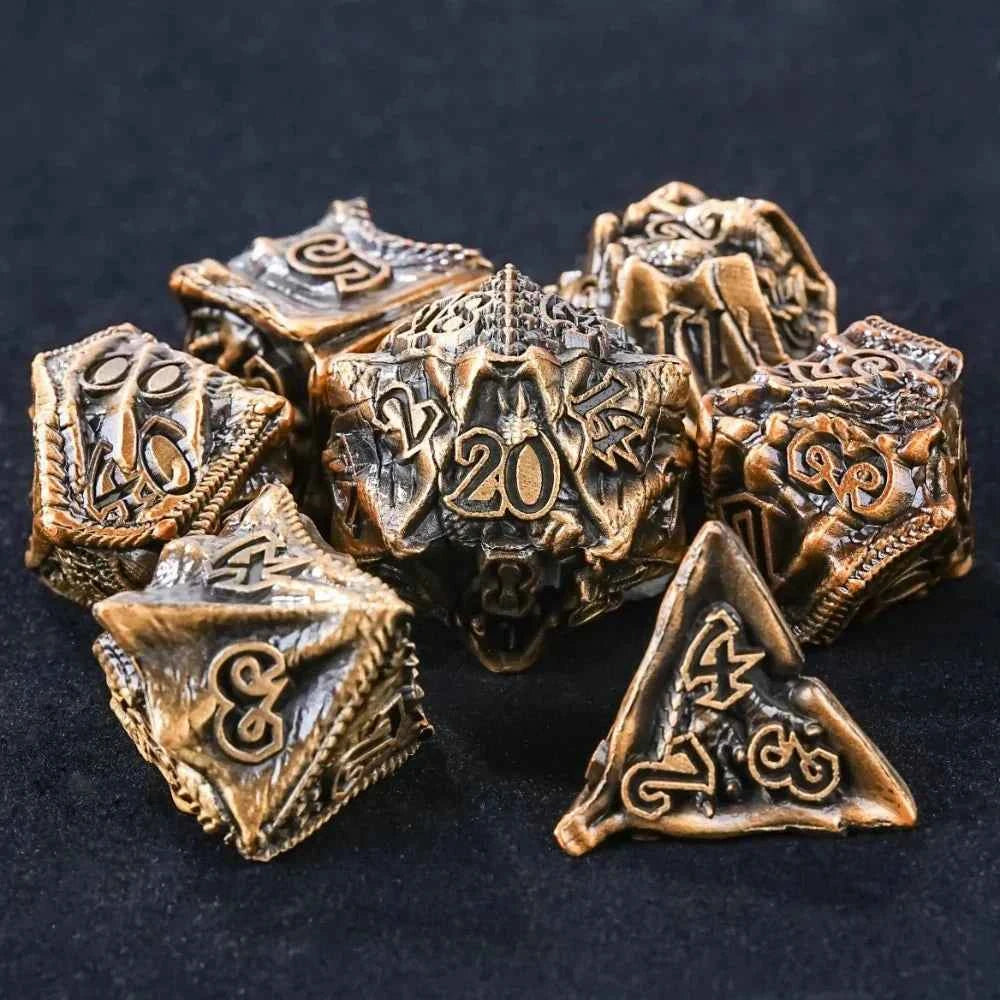 DND Epic Fantasy Metal Dragon Head Dice Set