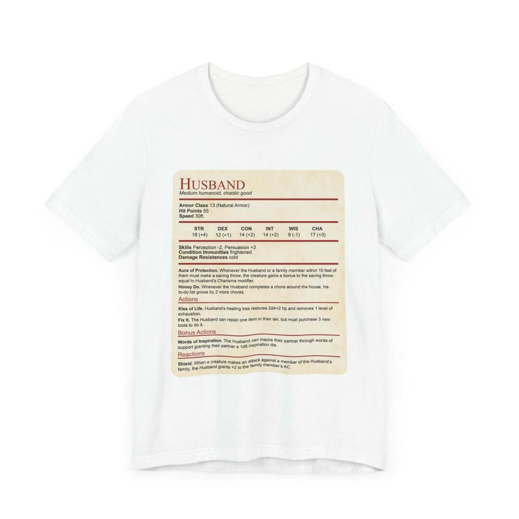 DnD Husband Stat Block T-Shirt