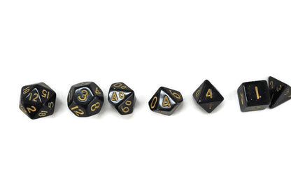 Black and Gold Mini 10mm DND Dice Set in Tube