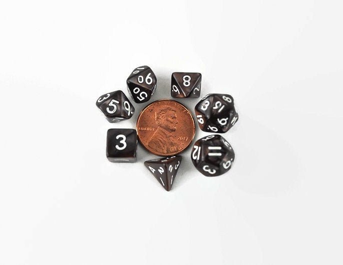 Hot Chocolate Mini 10mm Dark Brown DND Dice Set in Tube