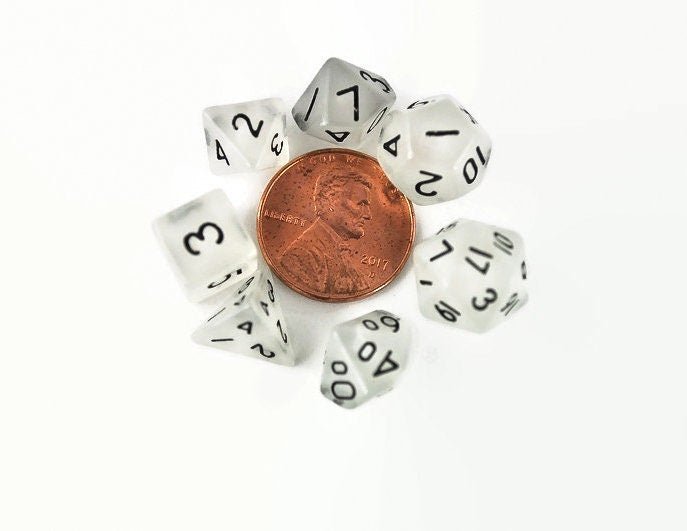 Phantom Glow Mini 10mm Glow-in-the-Dark DND Dice Set in Tube