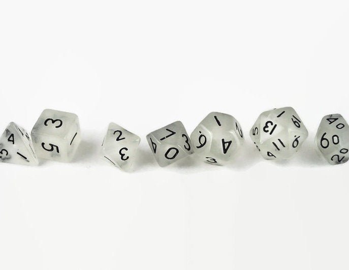 Phantom Glow Mini 10mm Glow-in-the-Dark DND Dice Set in Tube
