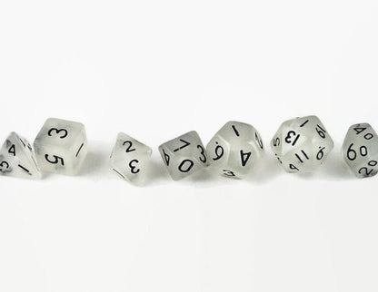 Phantom Glow Mini 10mm Glow-in-the-Dark DND Dice Set in Tube