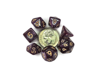 Twilight Mini 10mm Plum Purple DND Dice Set in Tube