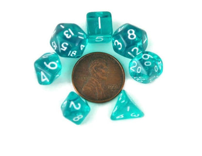 Ocean Depths Mini 10mm Teal DND Dice Set in Tube