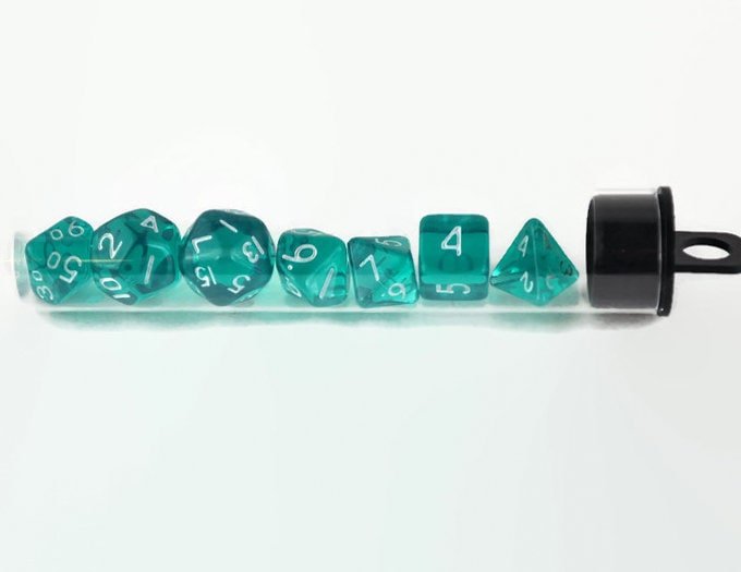 Ocean Depths Mini 10mm Teal DND Dice Set in Tube