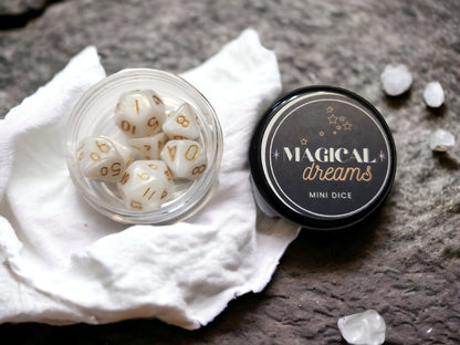 Magical Dreams Mini 10mm White DND Dice Set in Tube