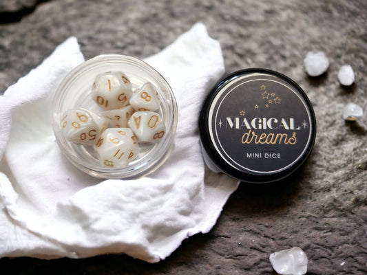 Magical Dreams Mini 10mm White DND Dice Set in Tube