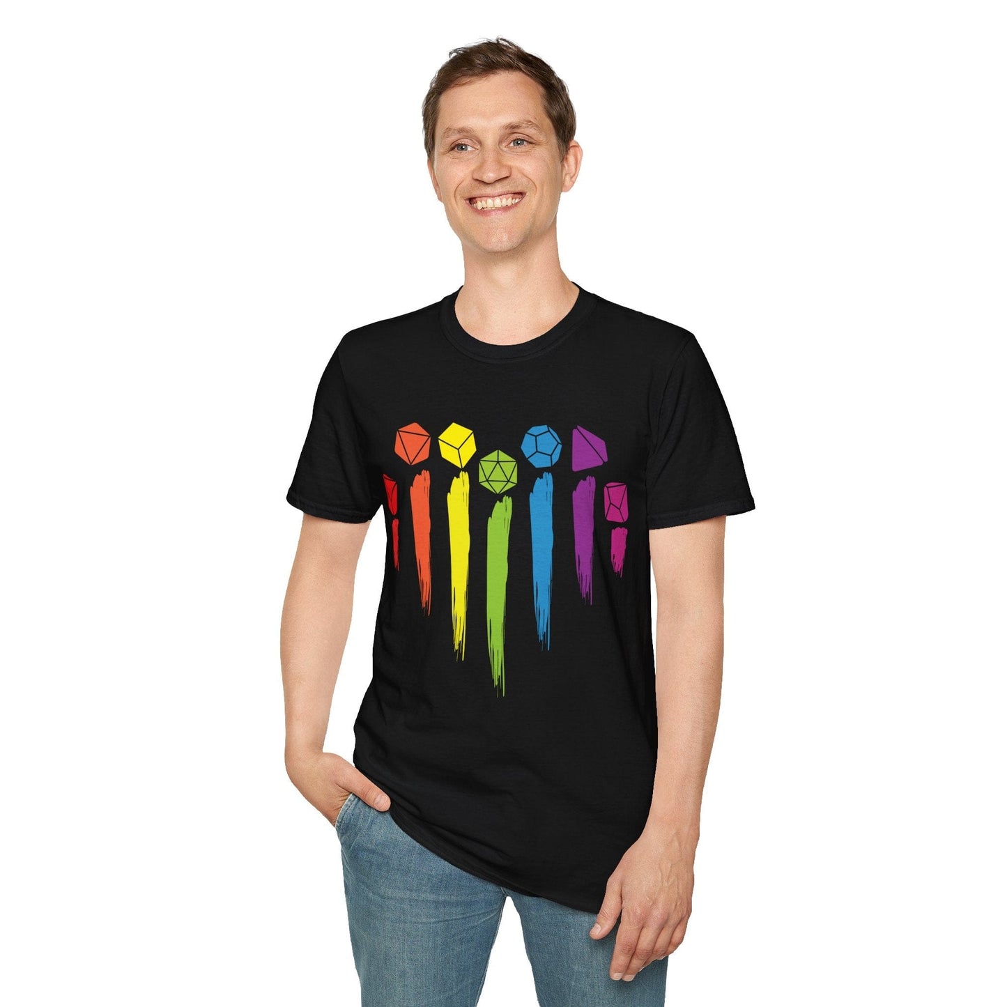 DnD Pride Shirt with Dice Rainbow