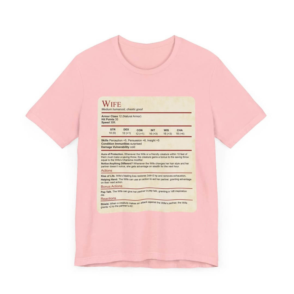 DnD Wife Stat Block T-Shirt