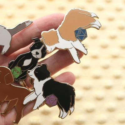 Border Collie D20 Dice Buddy Enamel Pin