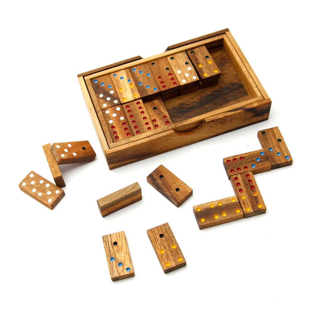 Double 6 Wooden Dominoes Set