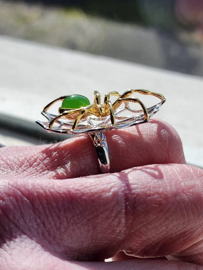 AA Spider Jade Ring — Nephrite Jade in Sterling Silver