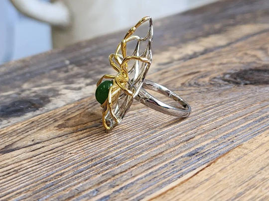 AA Spider Jade Ring — Nephrite Jade in Sterling Silver