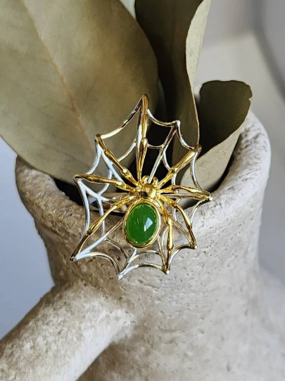 AA Spider Jade Ring — Nephrite Jade in Sterling Silver