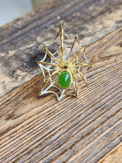 AA Spider Jade Ring — Nephrite Jade in Sterling Silver