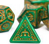 Druid Green Marble Pattern Dice | Green Dice w/Gold Art 7-Dice Set