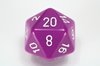 34mm (L) Single d20 Opaque Polyhedral Light Purple/white d20 (Sold per die)