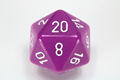 34mm (L) Single d20 Opaque Polyhedral Light Purple/white d20 (Sold per die)