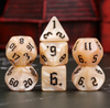 Beige Pearl 7-Dice Set Cream Marble w/Black Dnd Dice Acrylic