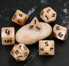 Beige Pearl 7-Dice Set Cream Marble w/Black Dnd Dice Acrylic