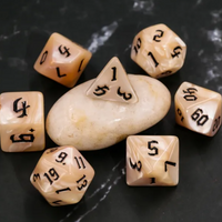 Beige Pearl 7-Dice Set Cream Marble w/Black Dnd Dice Acrylic