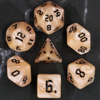 Beige Pearl 7-Dice Set Cream Marble w/Black Dnd Dice Acrylic