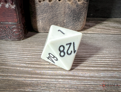 Ivory/black 8-Sided Doubling Cube | 1-128 Backgammon Type Novelty Dice
