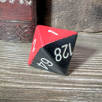 Opaque Black-Red 8-Sided Doubling Cube | 1-128 Backgammon Type Novelty Dice