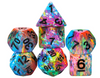 Multi-Colour Mix Pattern Dice 7-Dice Set w/Black Dnd Dice Resin