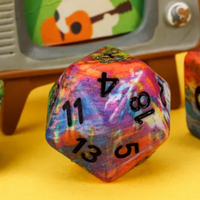 Multi-Colour Mix Pattern Dice 7-Dice Set w/Black Dnd Dice Resin