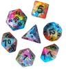 Multi-Colour Mix Pattern Dice 7-Dice Set w/Black Dnd Dice Resin