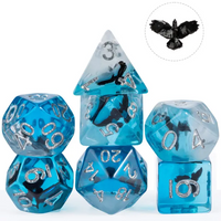 Eagle Dice 7-Dice Set Blue w/ Black Eagle Inside Dnd Dice Set