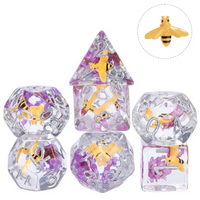 Bees Dice 7-Dice Set Pink w/ Yellow Bee Inside Dnd Dice Set
