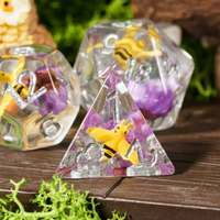 Bees Dice 7-Dice Set Pink w/ Yellow Bee Inside Dnd Dice Set