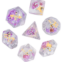 Bees Dice 7-Dice Set Pink w/ Yellow Bee Inside Dnd Dice Set