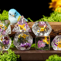 Bees Dice 7-Dice Set Pink w/ Yellow Bee Inside Dnd Dice Set