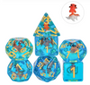 Goldfish Dice 7-Dice Set Blue w/ Goldfish Inside Dnd Dice Set
