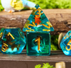 Goldfish Dice 7-Dice Set Blue w/ Goldfish Inside Dnd Dice Set
